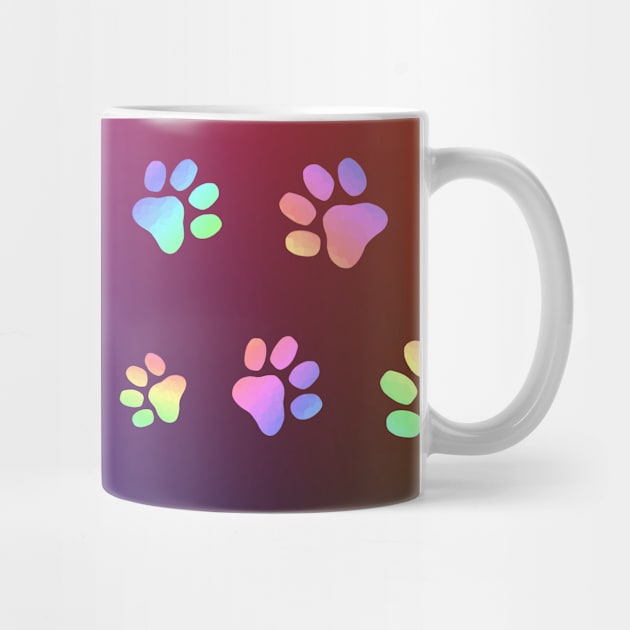 COLORFUL Dog Paw Print On Dark Blue by SartorisArt1